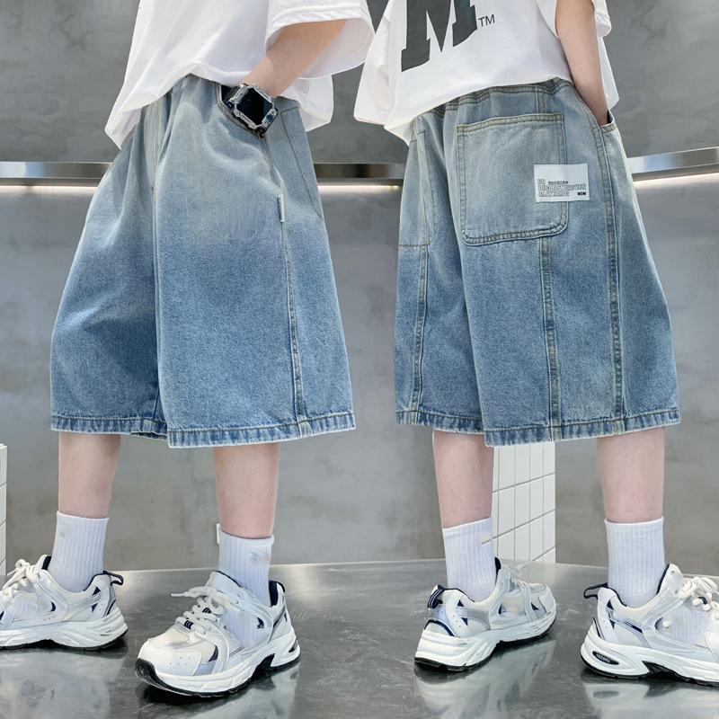 Летние детские шорты для мальчиков, джинсовые брюки, детские выстиранные джинсовые шорты