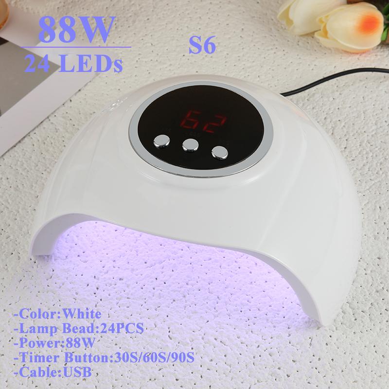 88 Вт УФ-светодиодная лампа для сушки ногтей, машина для отверждения всех гель-лаков для ногтей, 24 шт., светодиодная лампа для маникюра, USB-разъем, автоматический датчик