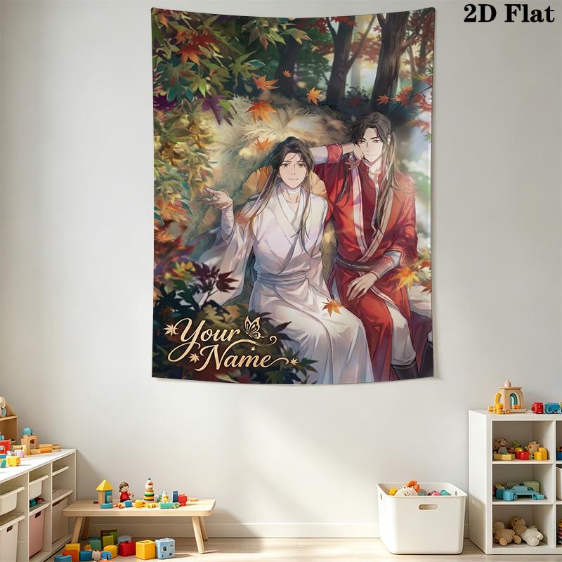 Name Custom Xie Lian and Hua Cheng Wall Tapestry Aesthetic Wall Hanging Printed Fabric Blanket Decorative Tapestries for Bedroom Living Room Home Deco