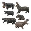 6 Pieces Hippopotamus Figures Simulation Animal Playset Desktop Decor Static Decorative Animals