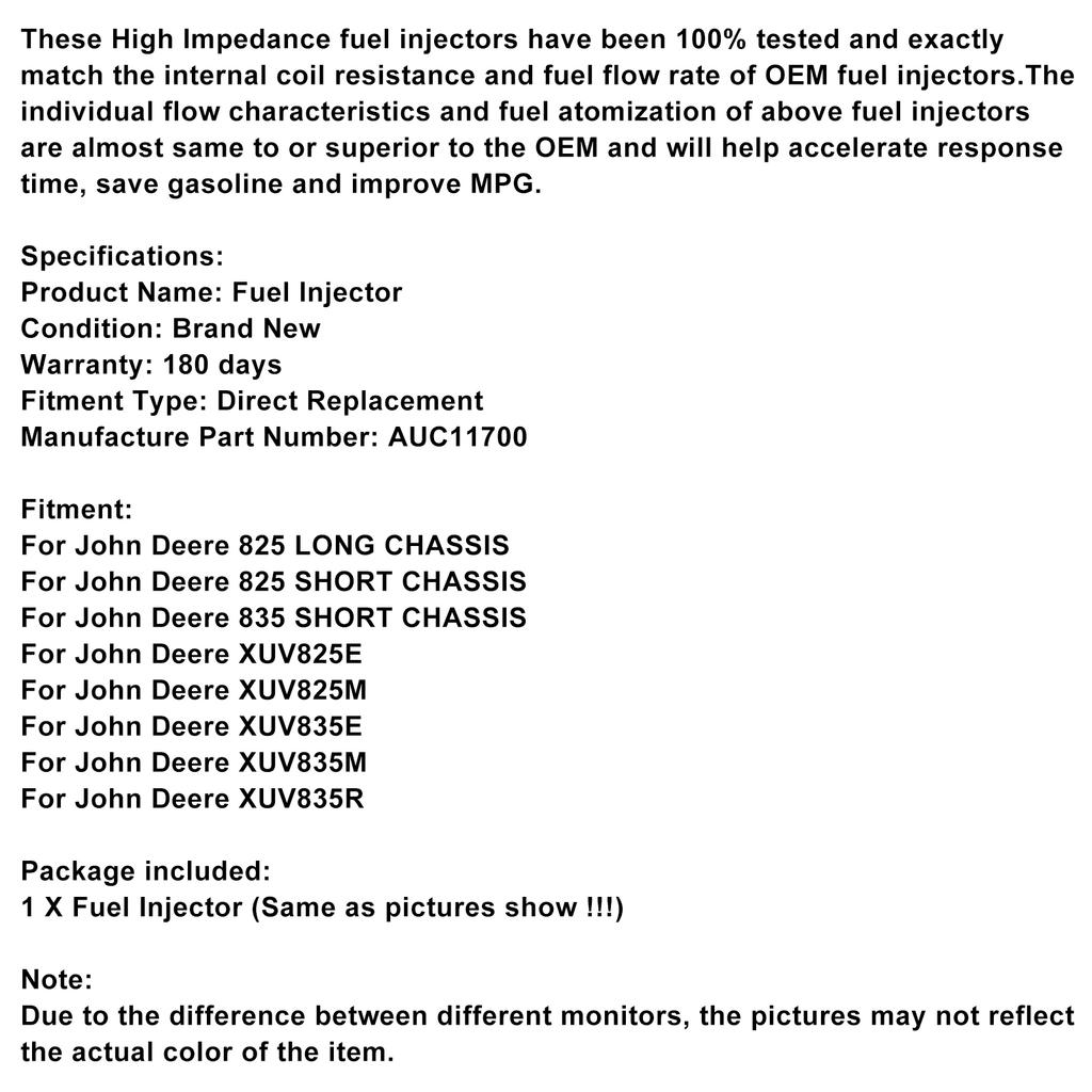1 шт. Топливный инжектор AUC11700 подходит для John Deere Gator XUV835M XUV835E XUV825E