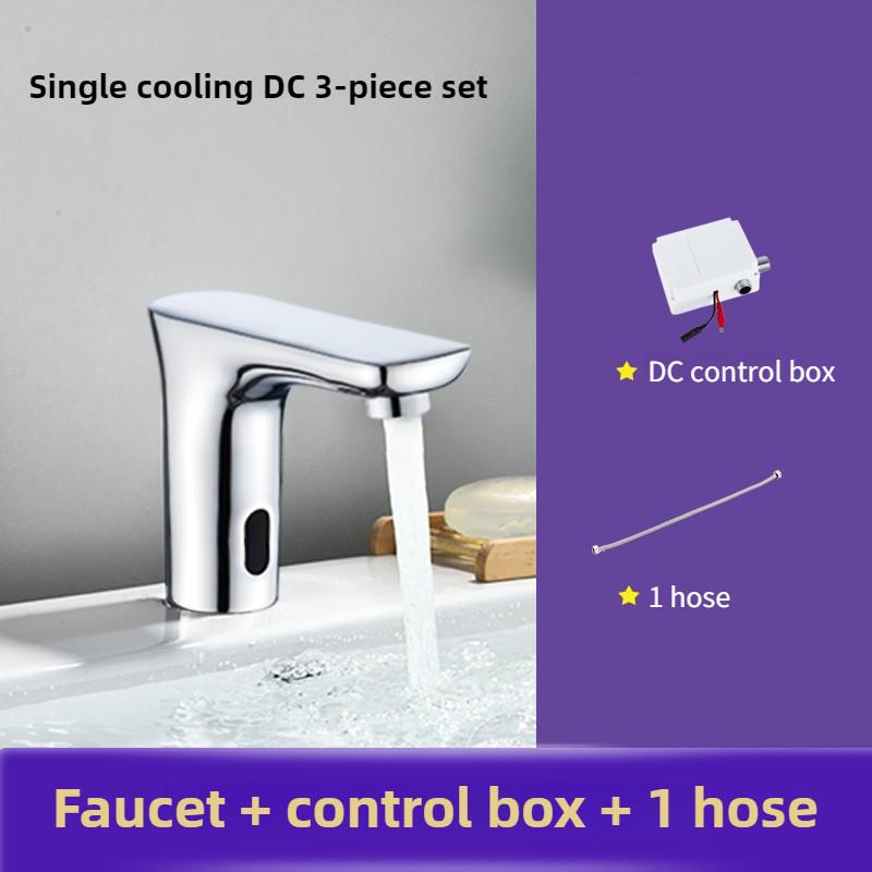 Смеситель для раковины в ванной комнате Полностью медный Интеллектуальный Одинарный С датчиком горячей и холодной воды Автоматический Инфракрасный сенсорный кран