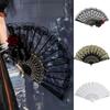 Vintage Lolita Lace Fan Cosplay Dark Gothic Chinese Dance Hand Fan Craft Exquisite Feather Folding Hand Fan Dress Decorations