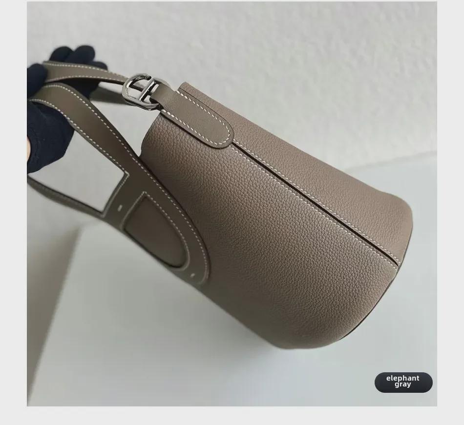 2023 Женская сумка-ведро большой вместимости Pig Nose, первый слой из коровьей кожи, стиль Commuter