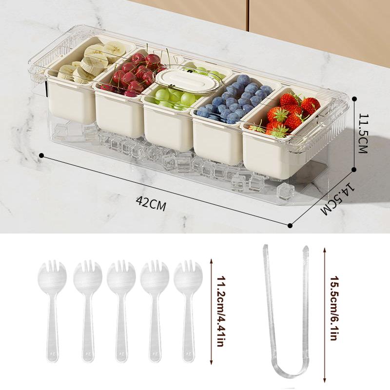 Divided Serving Tray with Lid Food Storage Container Snack Box 5 Compartment Snack Container Kitchen Fruit Storage Container New