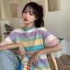 2021 Весна/Лето Корейская Радужная Повседневная Свободная Футболка С Короткими Рукавами Для Женщин - Трендовая Студенческая Мода