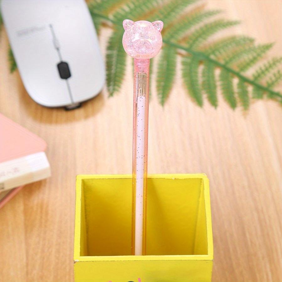 School Season 10pcs 0.5mm Colorful Transparent Rod Gel Pen Creative Stationery Candy Color Cartoon Piglet Pen Exam Black Gel Pen
