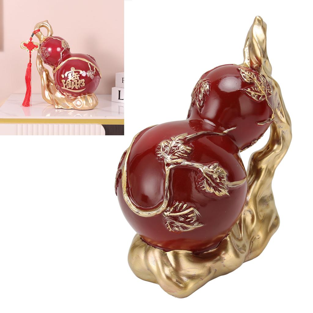 Красная смоляная тыква-статуэтка Богатство Мир Раскрашенная вручную китайская тыква фэн-шуй с противоскользящей накладкой