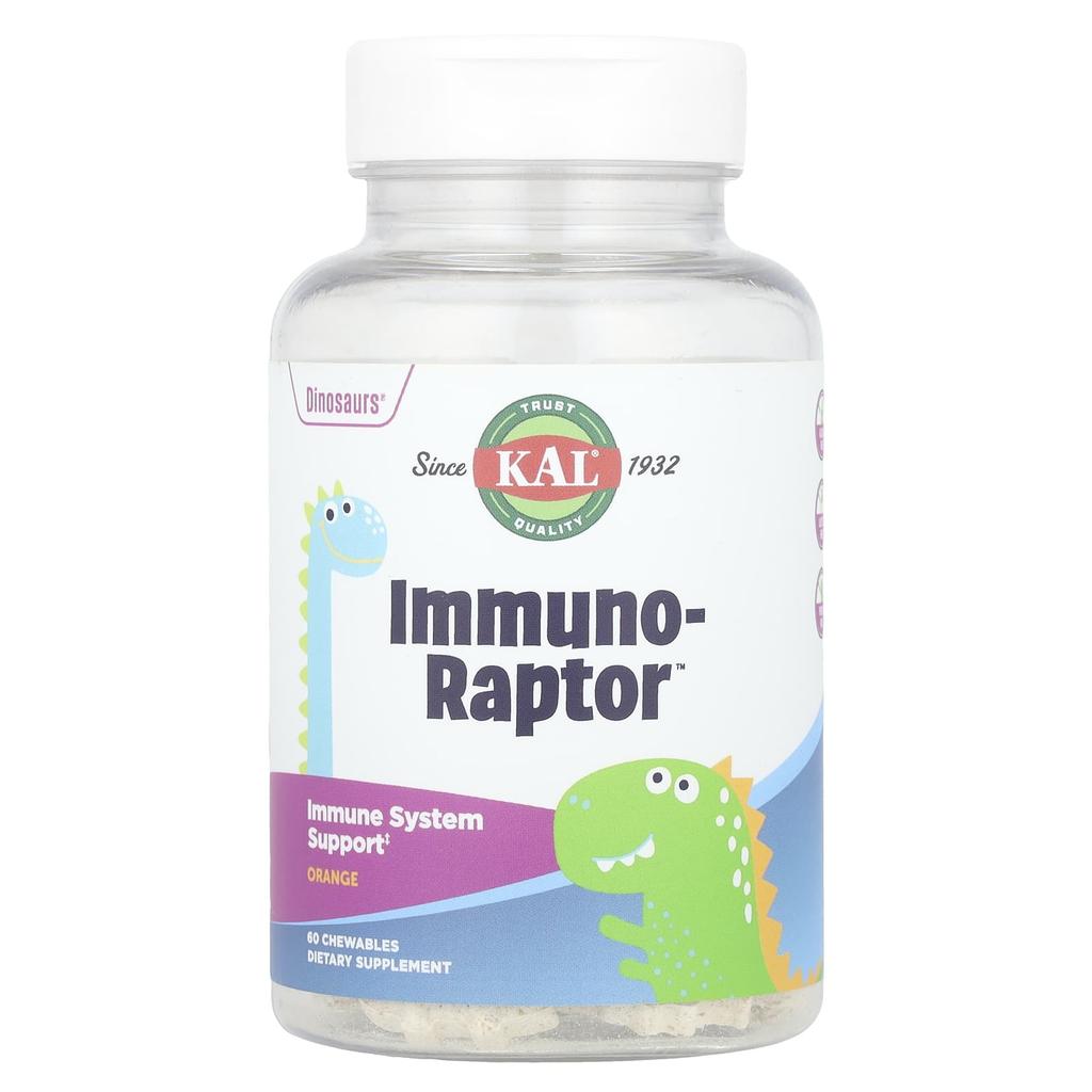 KAL, Dinosaurs®, Immuno-Raptor™, со вкусом апельсина, 60 жевательных таблеток