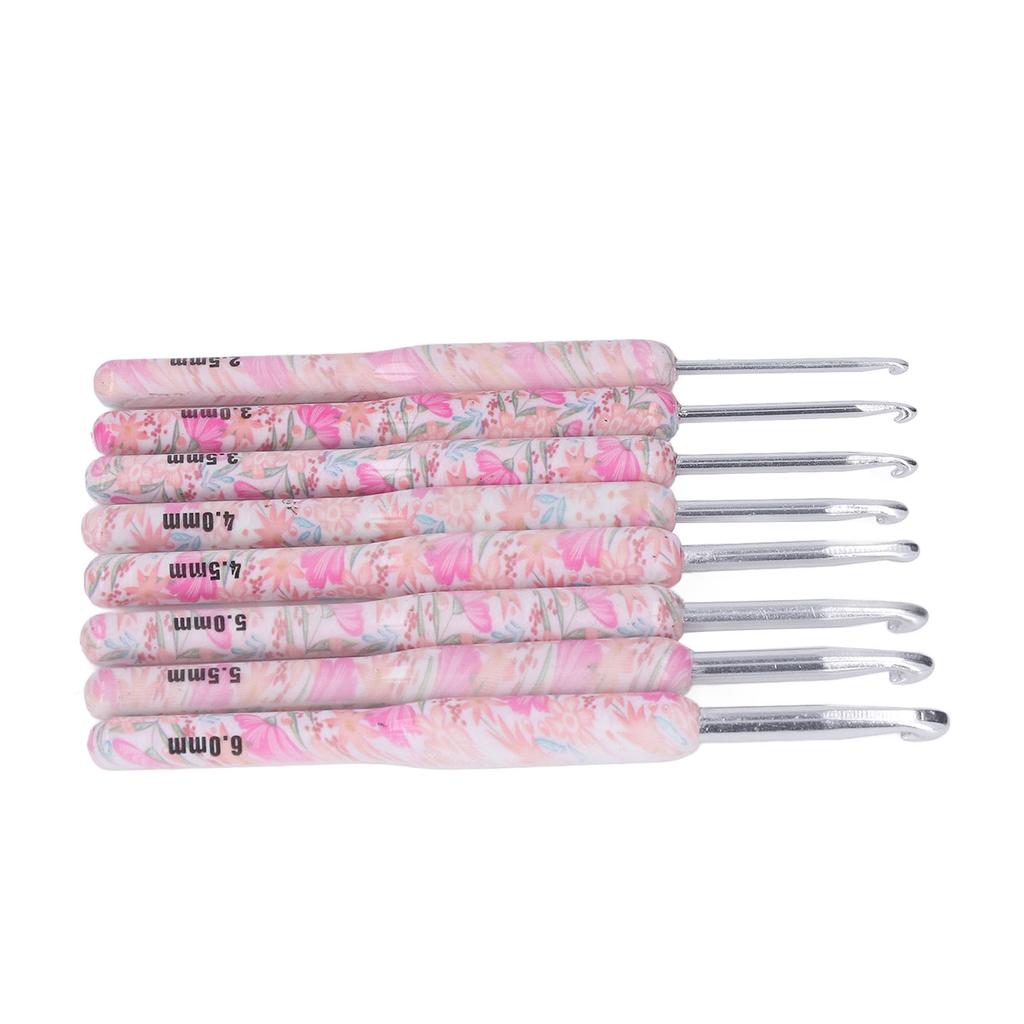 8pcs Crochet Hook Set Printing Aluminum Handcraft Colorful Crochet Hook Ergonomic Knitting Hook for Knitters for Sewing