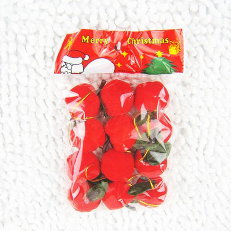 12pcs/bag 3cm Christmas Decoration Gifts Red Apple Pendant Christmas Tree Decorations Christmas Supplies KTY