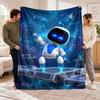 Flannel Fleece Blanket with Astro Bot Design, Soft Lightweight Throw for Bed Sofa Travel
