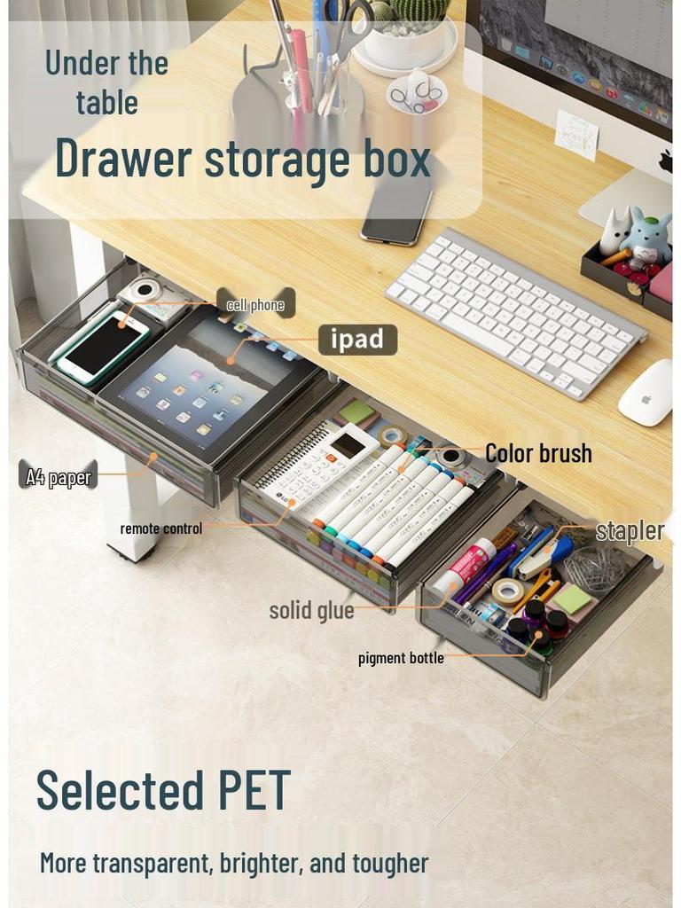 Невидимый органайзер под стол: Ящик без сверления для офисных канцелярских принадлежностей