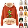 Women's Fashionable Hooded Printed Plush And Thickened Warm Loose Pullover Sweater