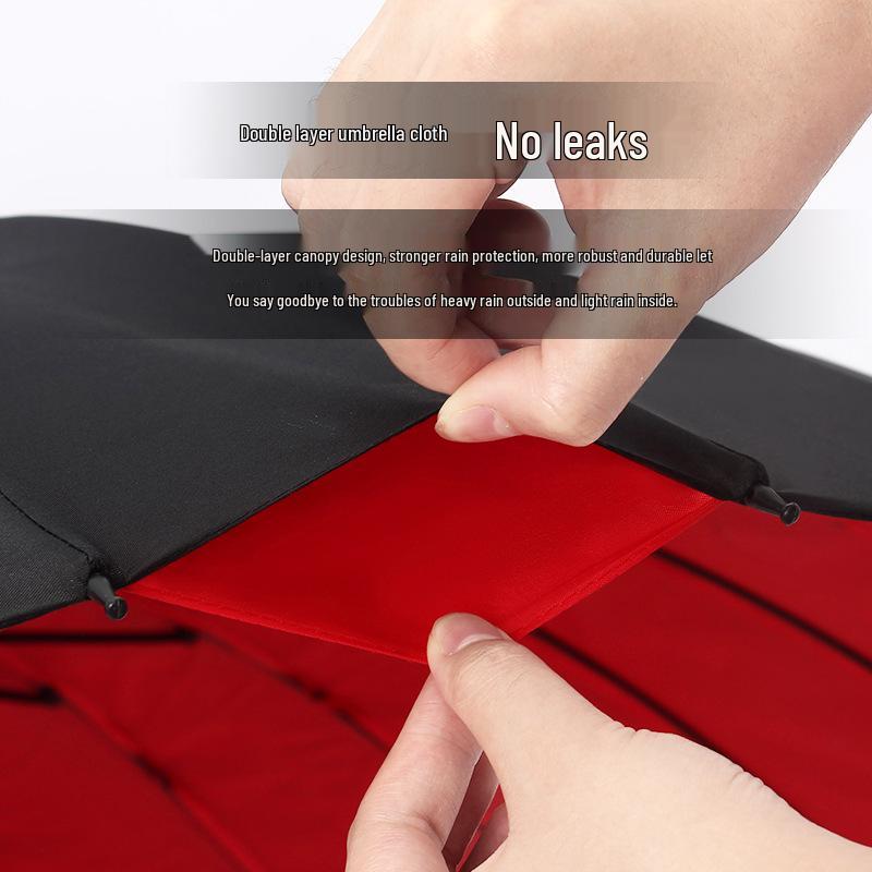 Extra Large Double Layer Men's Umbrella - 24 Bone, Long Handle, Reinforced, Thickened, Wind & Rain Resistant.