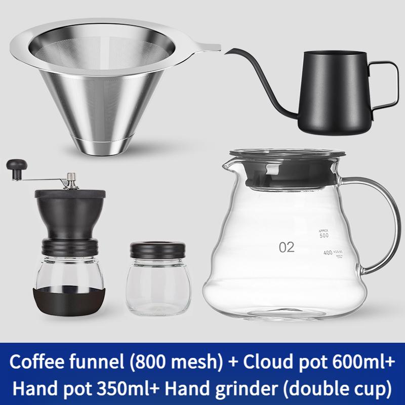 800 меш кофейный фильтр нержавеющая сталь двухслойный кофейная воронка домашний фильтр безбумажный ручной кофейный набор оборудования