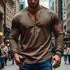Men's Solid Color Thin Long Sleeved T-shirt Casual Base Slim Button V-neck Cardigan