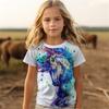 T-shirt Top Short Sleeve Horse Summer Kawaii Fashion T-shirt Girls' Clothing Children's T-shirt