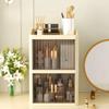 Foldable Cosmetics Storage Boxes Household Multi Layer Stationery Organize Shelves Double Door Acrylic Skincare Organizer Case
