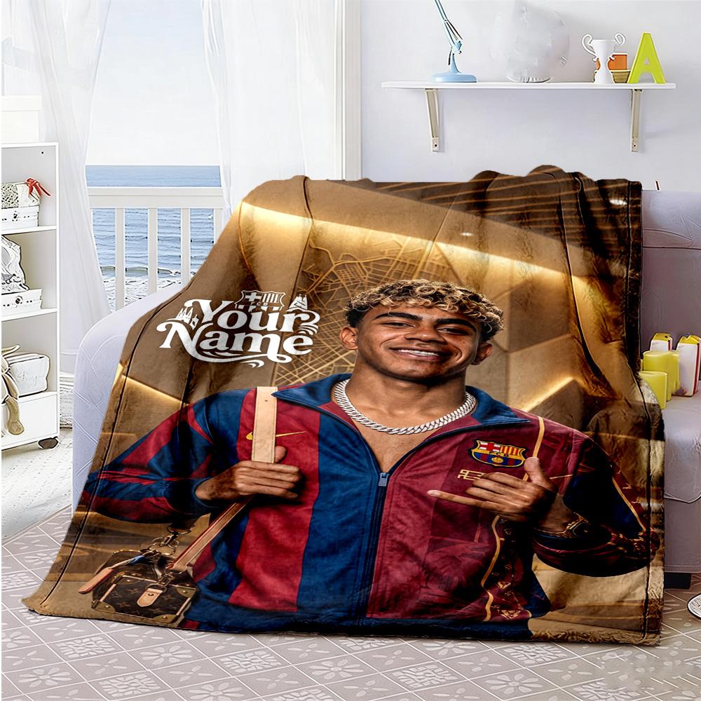 Lamin Yamal Customize Text Blanket Multipurpose Personalized Blanket Durable Comfort Versatile For Sofa Livingroom Home Decor Chair For All Occasions