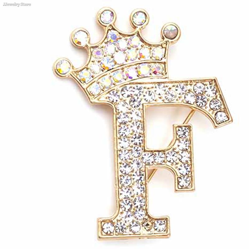 Новая брошь с 26 буквами A-Z, стразы, кристалл, золотистый цвет, английский алфавит, металлические значки, милые ювелирные аксессуары, рождественский подарок