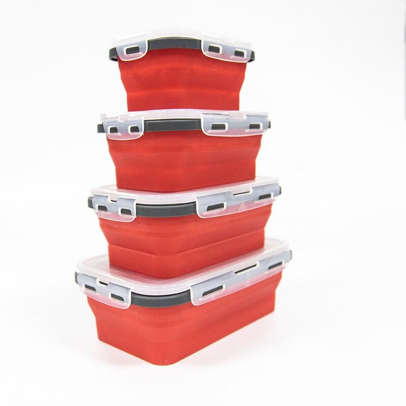 4 шт. складной силиконовый ланч-бокс портативный ланч-бокс с микроволновой печью квадратный силиконовый контейнер для консервации кухонные принадлежности