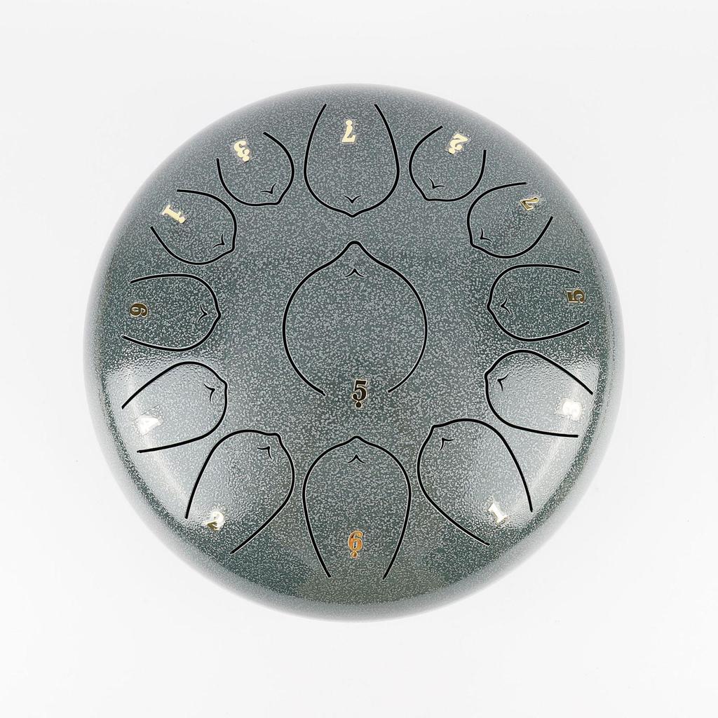 Steel Tongue Drum: 12" with 13 Sanskrit Sounds, Dust-Free, Stress-Free Design, Available In Empty Drum Color.