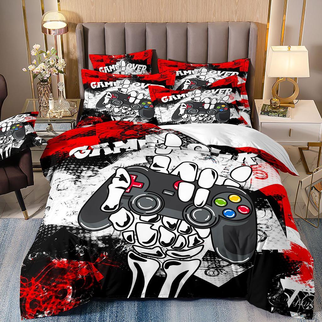 3D Gamepad Bedding Set Microfiber Quilt Cover Three-Piece Set