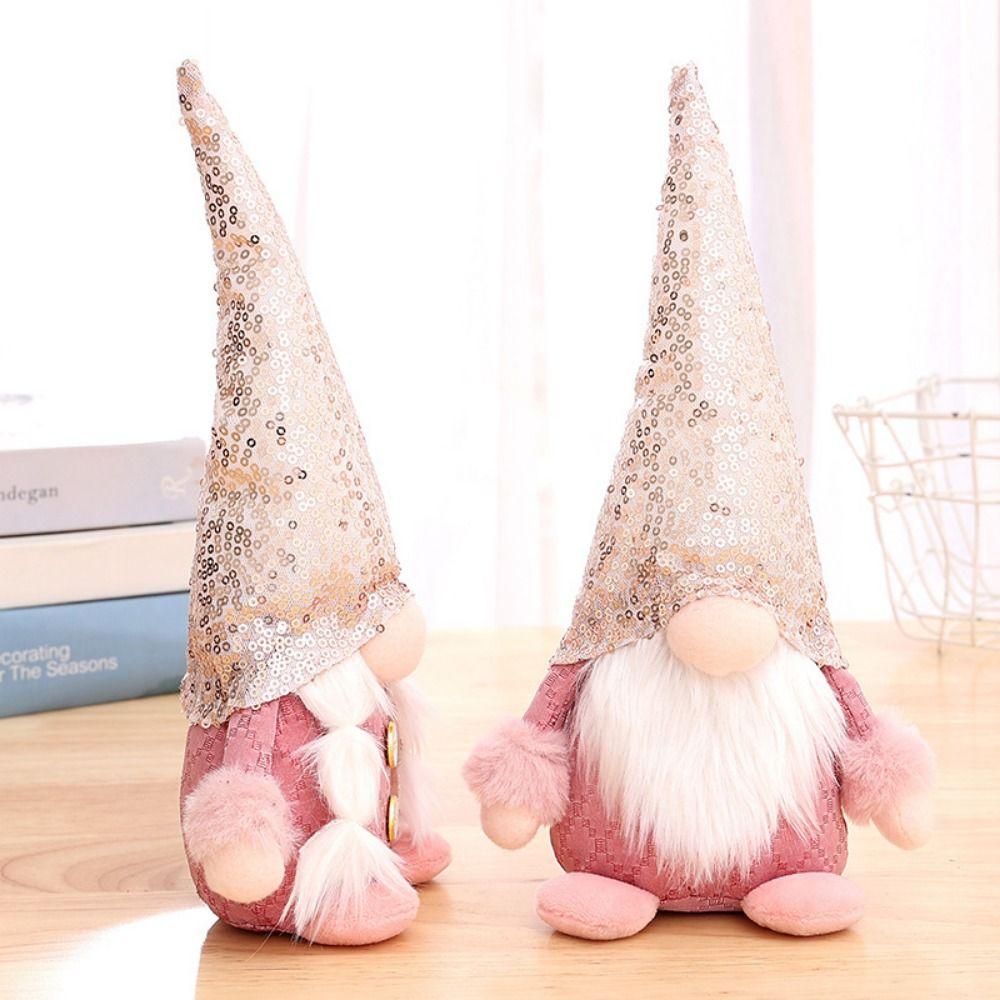 Decorative Sequined Faceless Doll Cartoon Christmas Doll Ornaments Sequined Rudolph Dwarf  Party