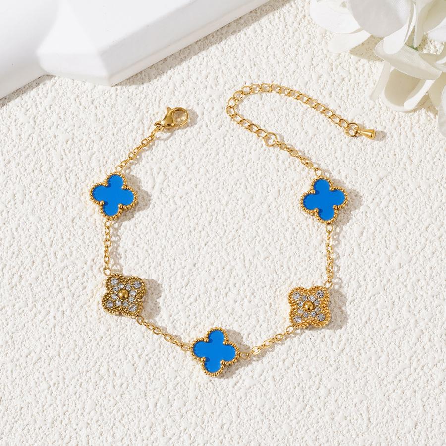 18k High-Grade Titanium Steel Bracelet Premium Feeling Women's Four-Leaf Clover Bracelet Fashion Hand Jewellery