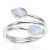 Natural Rainbow Moonstone 925 Sterling Silver Stacking Stackable Open Wrap Ring For Women & Girls