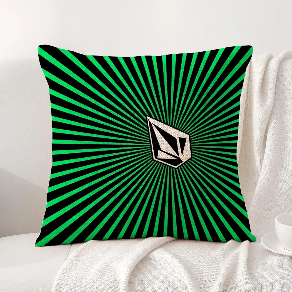 VVolcomS LOGO Cushion Cover Natural Linen Organic Fabric DoubleSided Printing Sofa Home Decor Breathable Bed Pillow