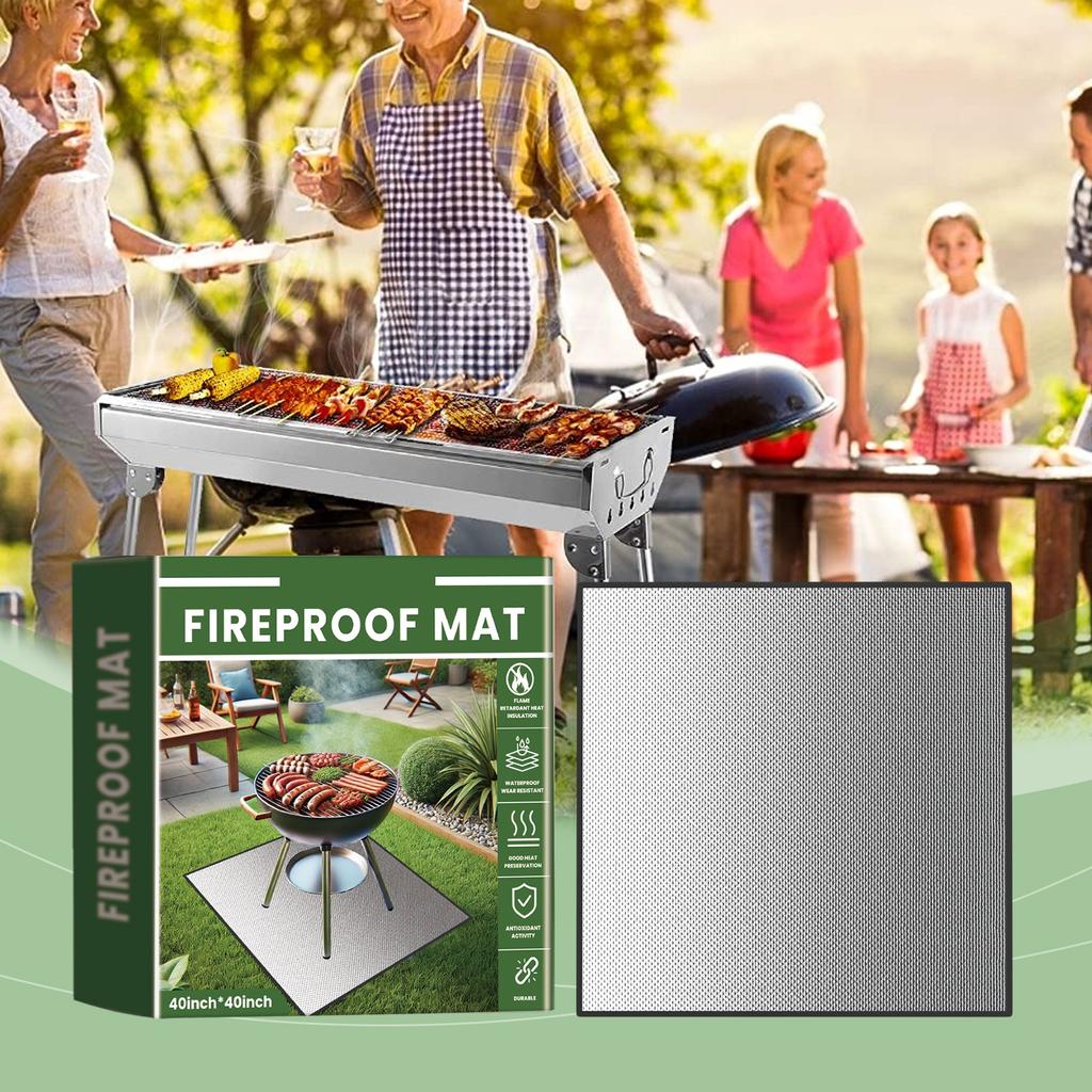 Round Outdoor Fireplace Brazier Fireproof Mat Barbecue Stove Insulation Mat