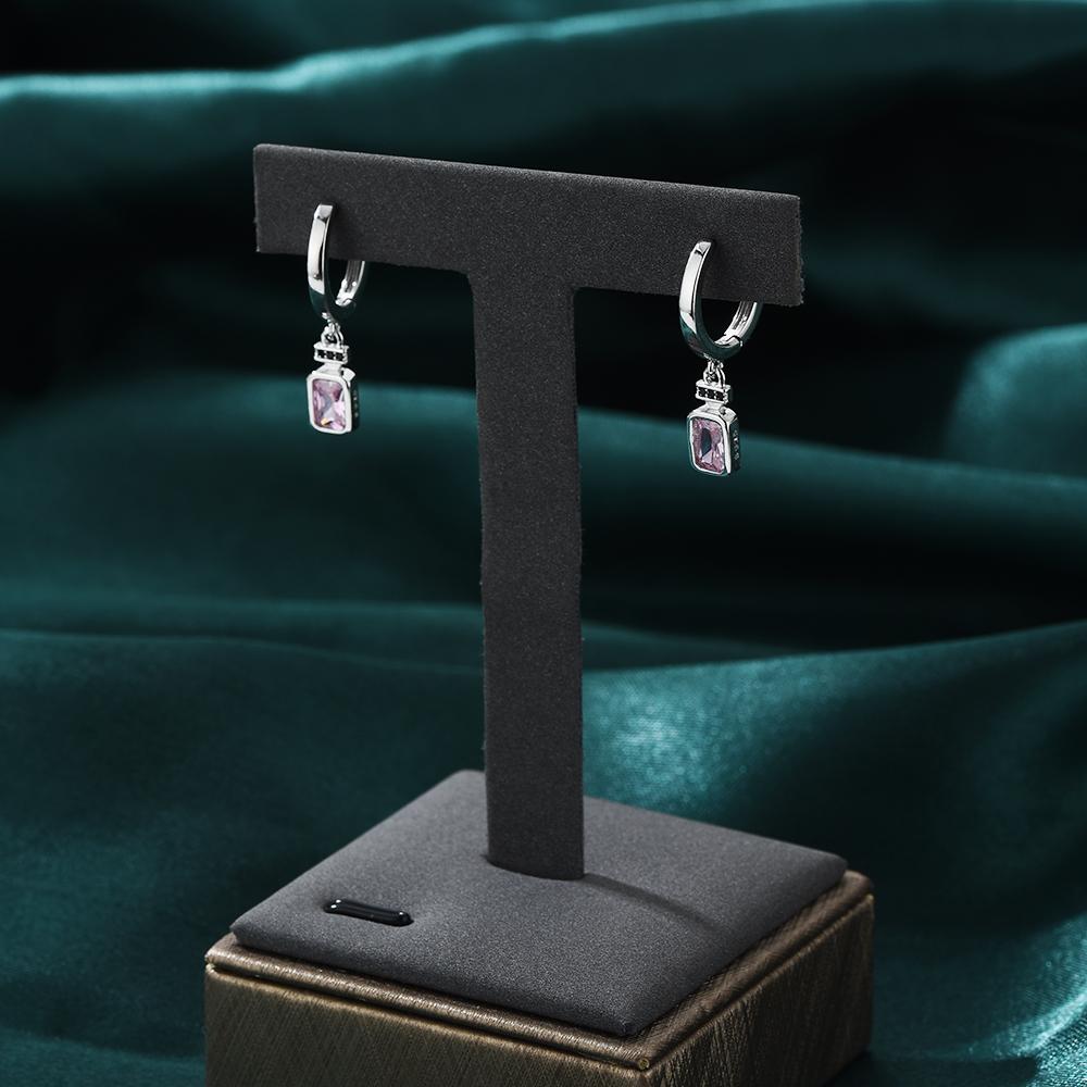 Черно-белый дизайн, черные розовые циркониевые ювелирные серьги-подвески