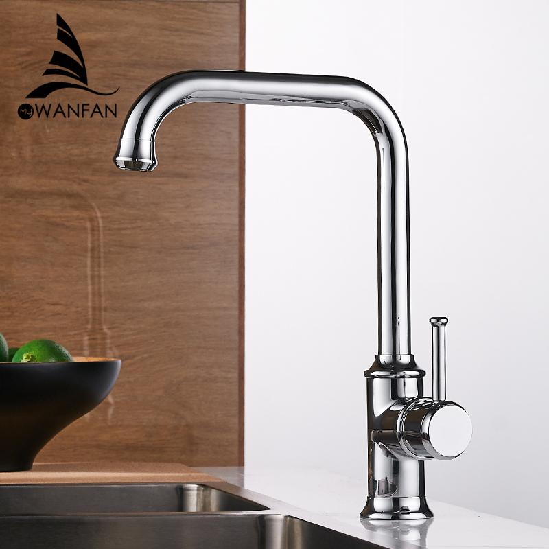 Kitchen Faucets Matte Black Color Brass Crane Kitchen Faucets Hot and Cold Water Mixer Tap Single Hole Mixer Tap WF-18059