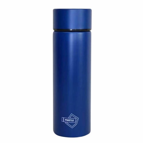 Poketle Slim Water Bottle, 120mL, Stainless Steel, Navy