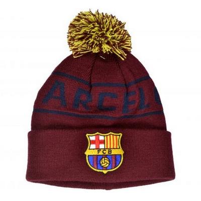 Barcelona FC Унисекс Взрослая Текстовая Вязаная Шапка с Помпоном