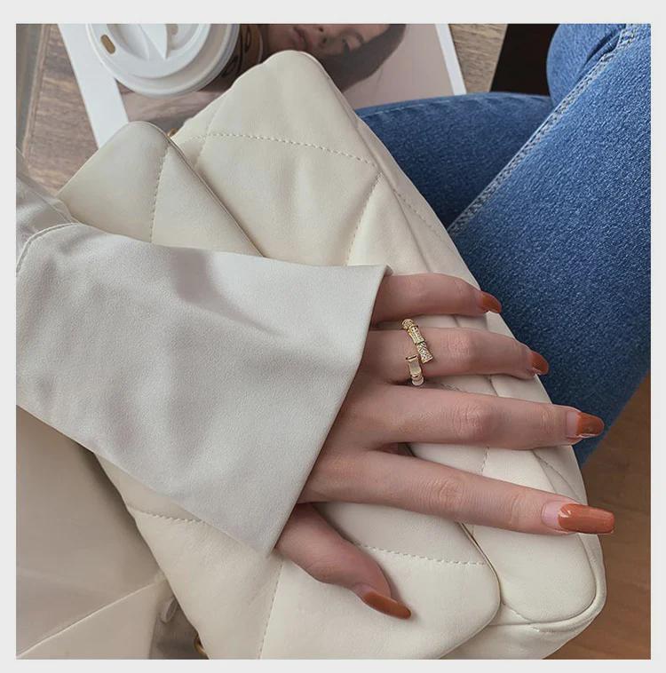 Корейская мода Циркон кошачий глаз бамбуковое открытое кольцо для женщин