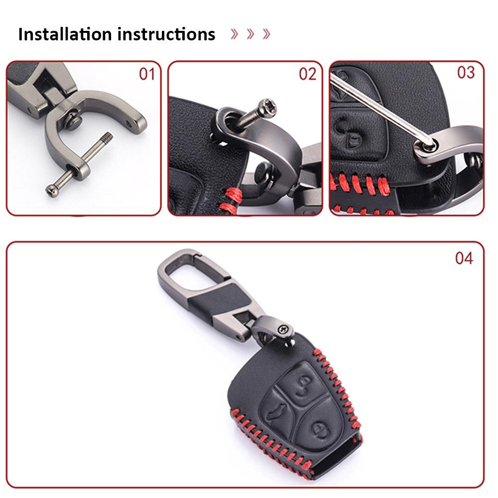 Кожаный брелок с дистанционным управлением от автомобиля, чехол-держатель в виде ракушки для Mercedes Benz CBER Class GL CLS CLK SLK W203 W211 W204, цепочка с 3 кнопками