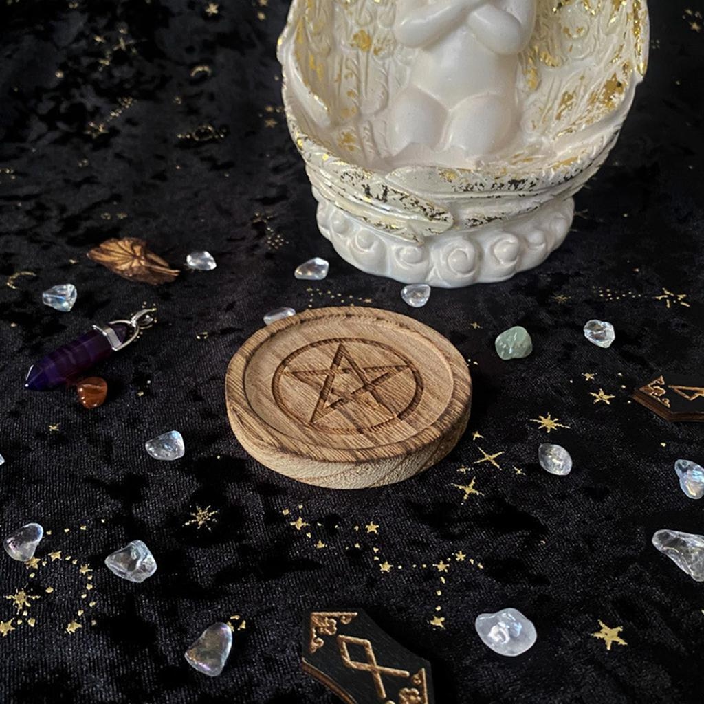 Astrology Pentagram Candlestick Table Pentacles Altars Plate Candle Holders Wood Divination Ceremony Candlestick Boards
