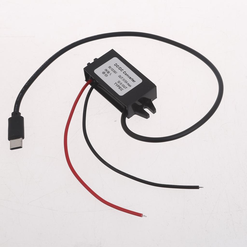 Преобразователь USB C от 12 В до 5 В, преобразователь постоянного тока 12 В в тип C, 5 В, 3 А, USB понижающий модуль, понижающий преобразователь постоянного тока 8-23 В, регулятор напряжения