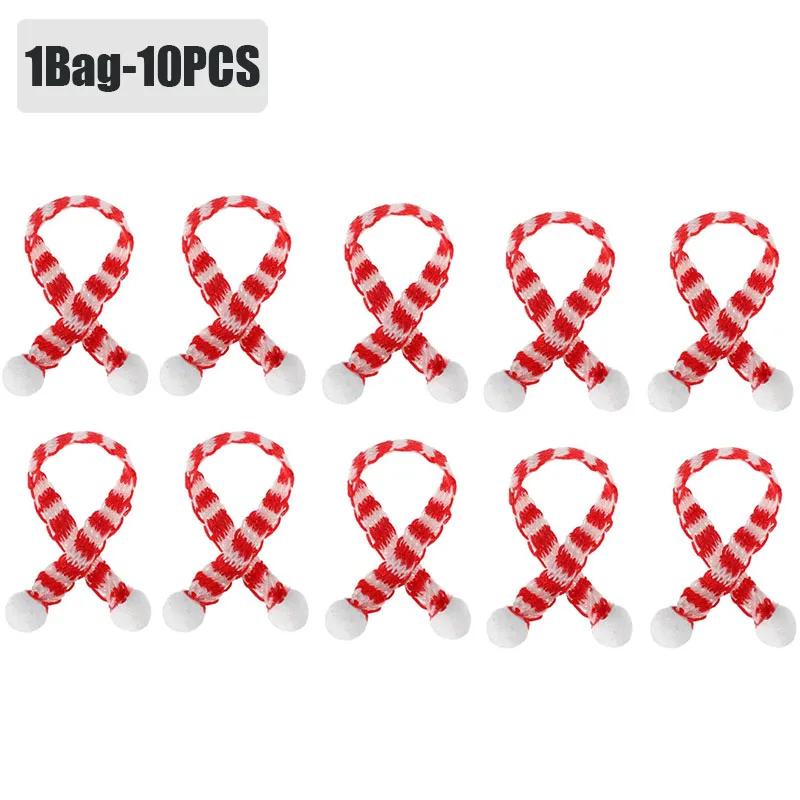 200 шт. Рождественская маленькая шапка, мини-шарф, красный, зеленый, рождественский цвет, нарядная, подвесная, шерстяная, с шариком, декоративная шапка