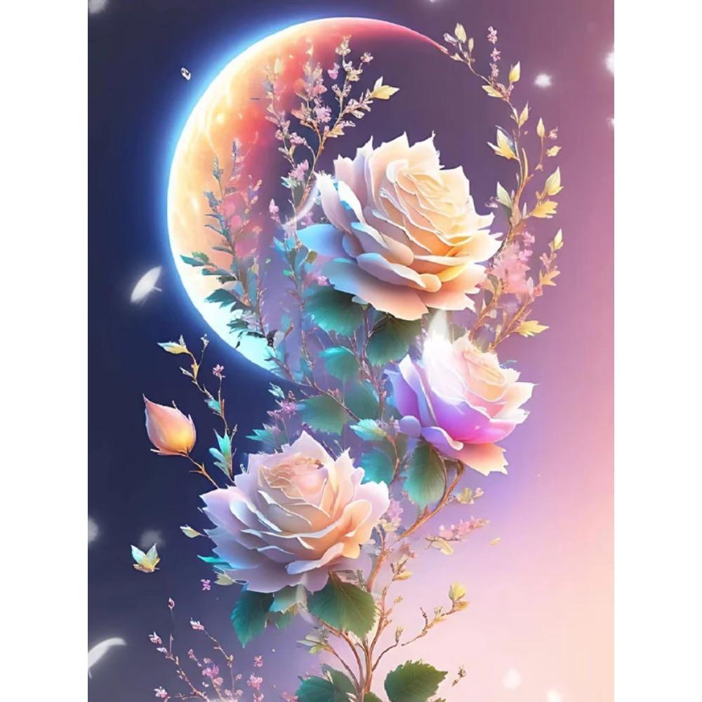 Алмазная картина, полная дрель, красивая кошка, животное, круглая алмазная живопись, ручная работа, лунный цветок, сделай сам, алмазная мозаика, картина, украшение дома