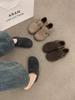 Ретро круглый носок фетровый флис Birkenstocks женские флисовые осенне-зимние на одной педали термохлопковые женские туфли шерстяные лоферы