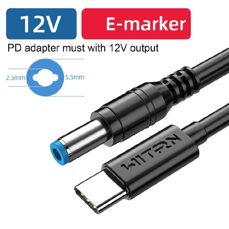 Кабель-преобразователь USB Type-C PD на 12V 5.5x2.5mm для вентилятора, настольной лампы, роутера 2м