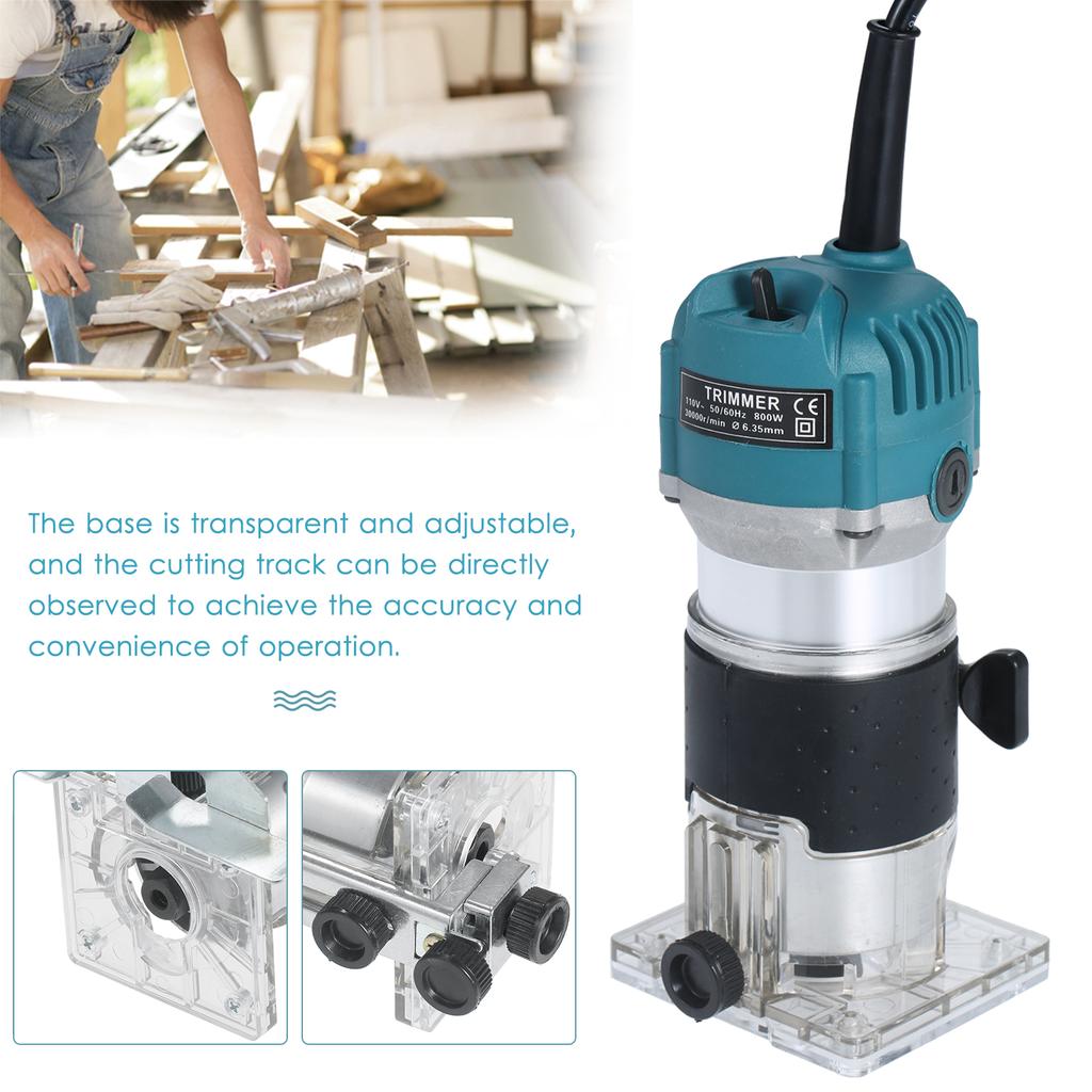 800W Compact Wood Router Tool  Set 220V Electric Trimmer Wood Router with 15pcs Router Bits