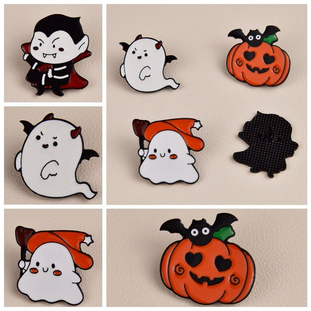 Капающее масло Милый призрак Эмаль Брошь Эмаль Хэллоуин Лацкан Сладкая тыква Металлический значок Ежедневно