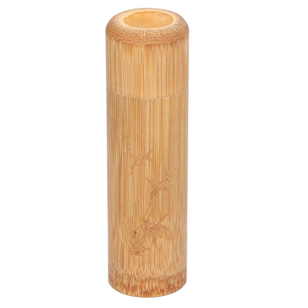 Tea Box Round Bamboo Tea Canister Portable Storage Container Box Holder for Tea Coffee Beans Nuts Home Office Bamboo