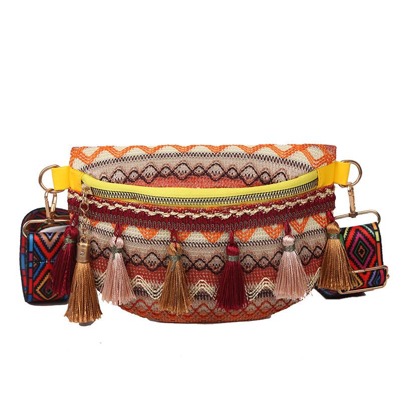 Vintage Ethnic Inspired Chest Bag With Soft Structure For Casual Weekend Trips
