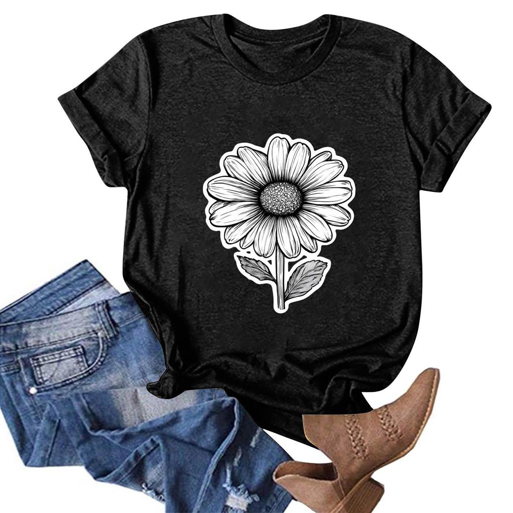 Женская модная повседневная футболка с круглым вырезом и принтом, пуловер с короткими рукавами, топ